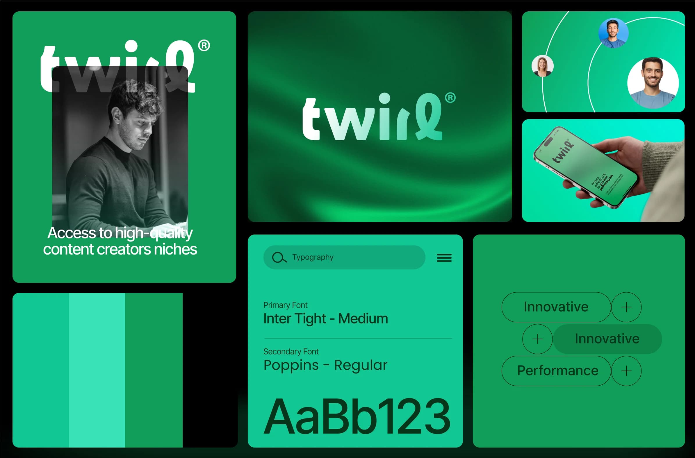Twirl visual identity, creator network, and brand elements