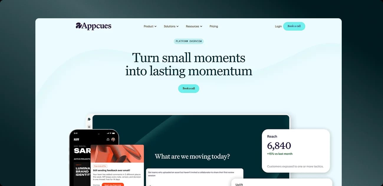 Appcues website and brand design applications