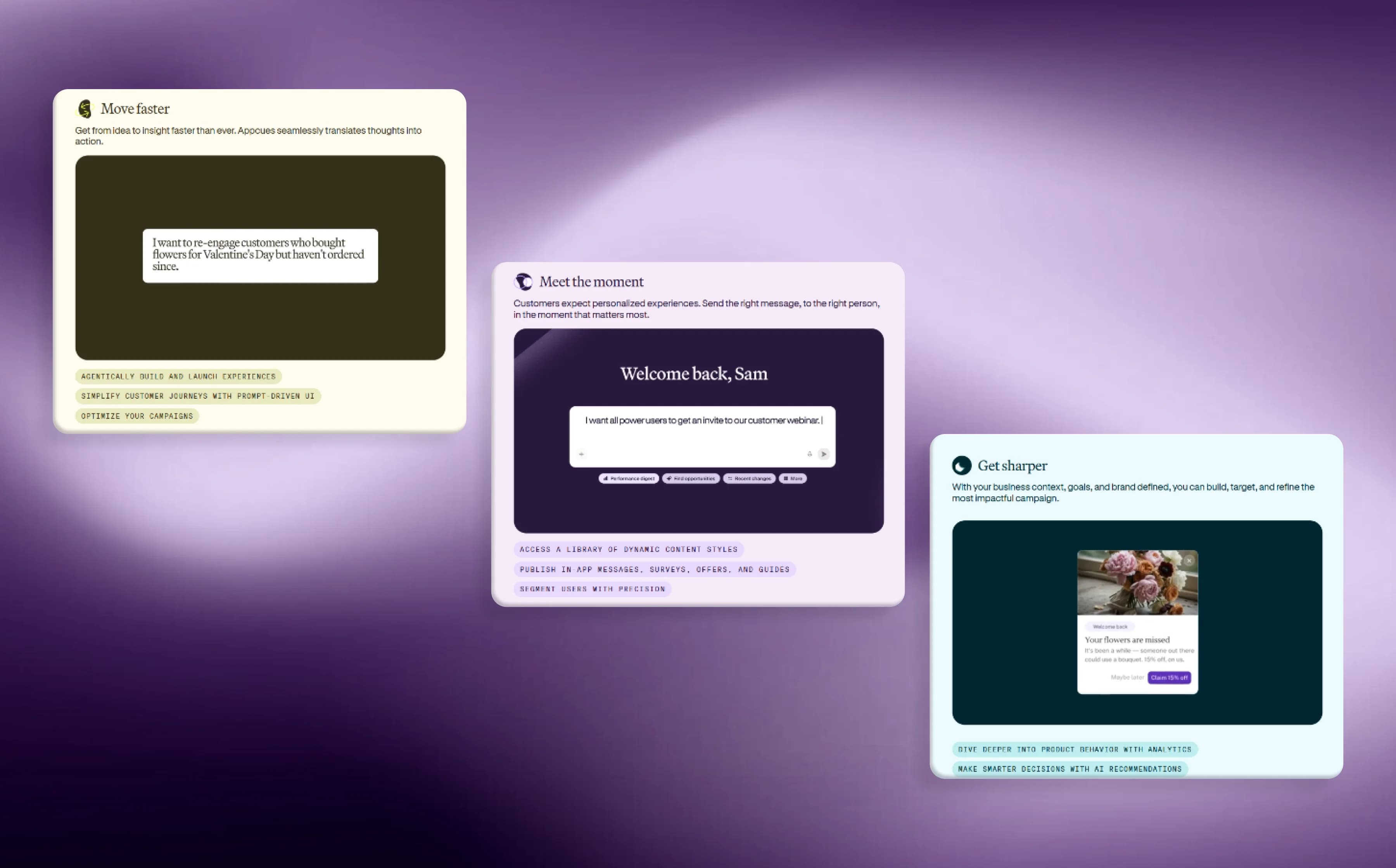 Appcues product interface and onboarding flows