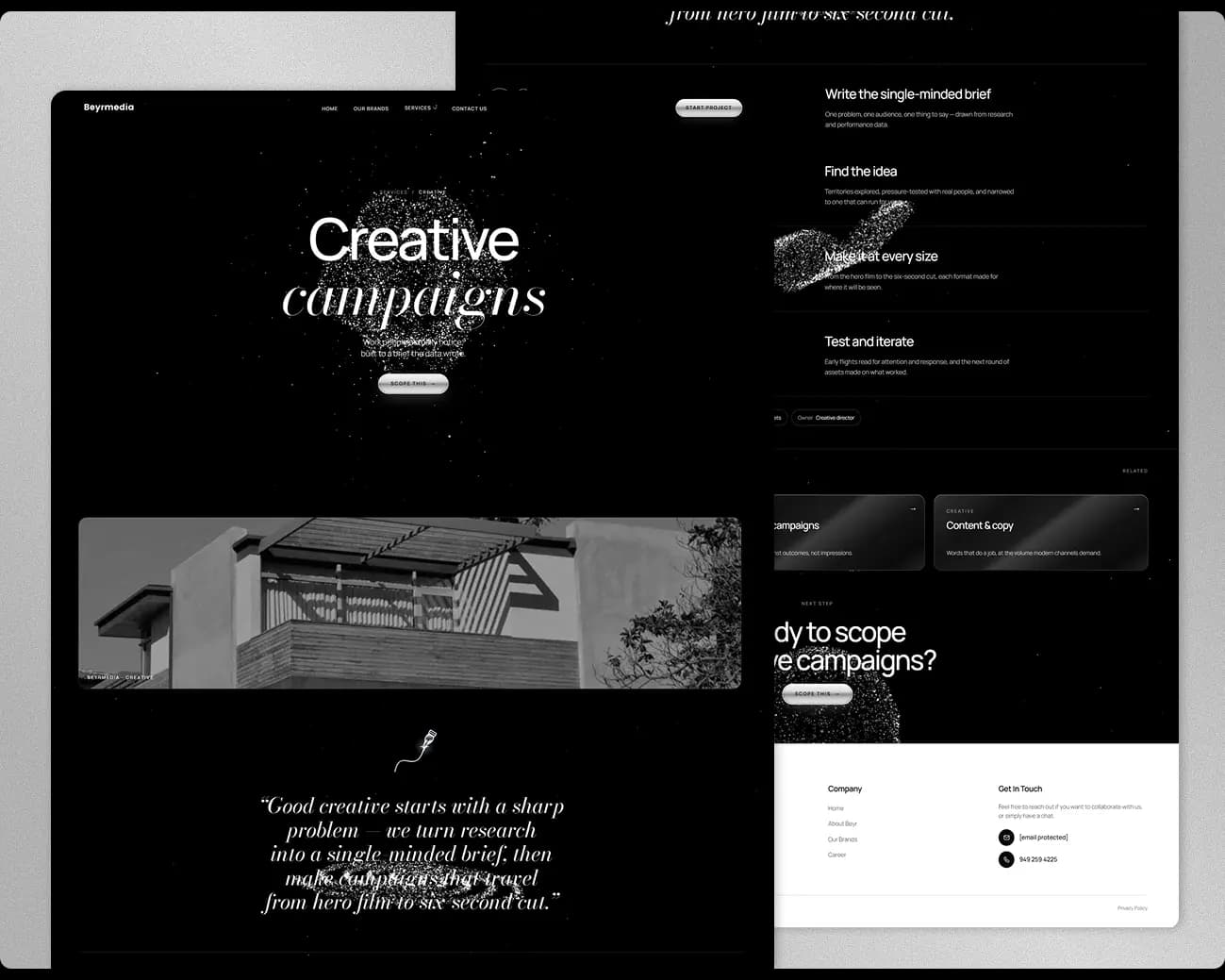 Beyrmedia creative campaigns website pages