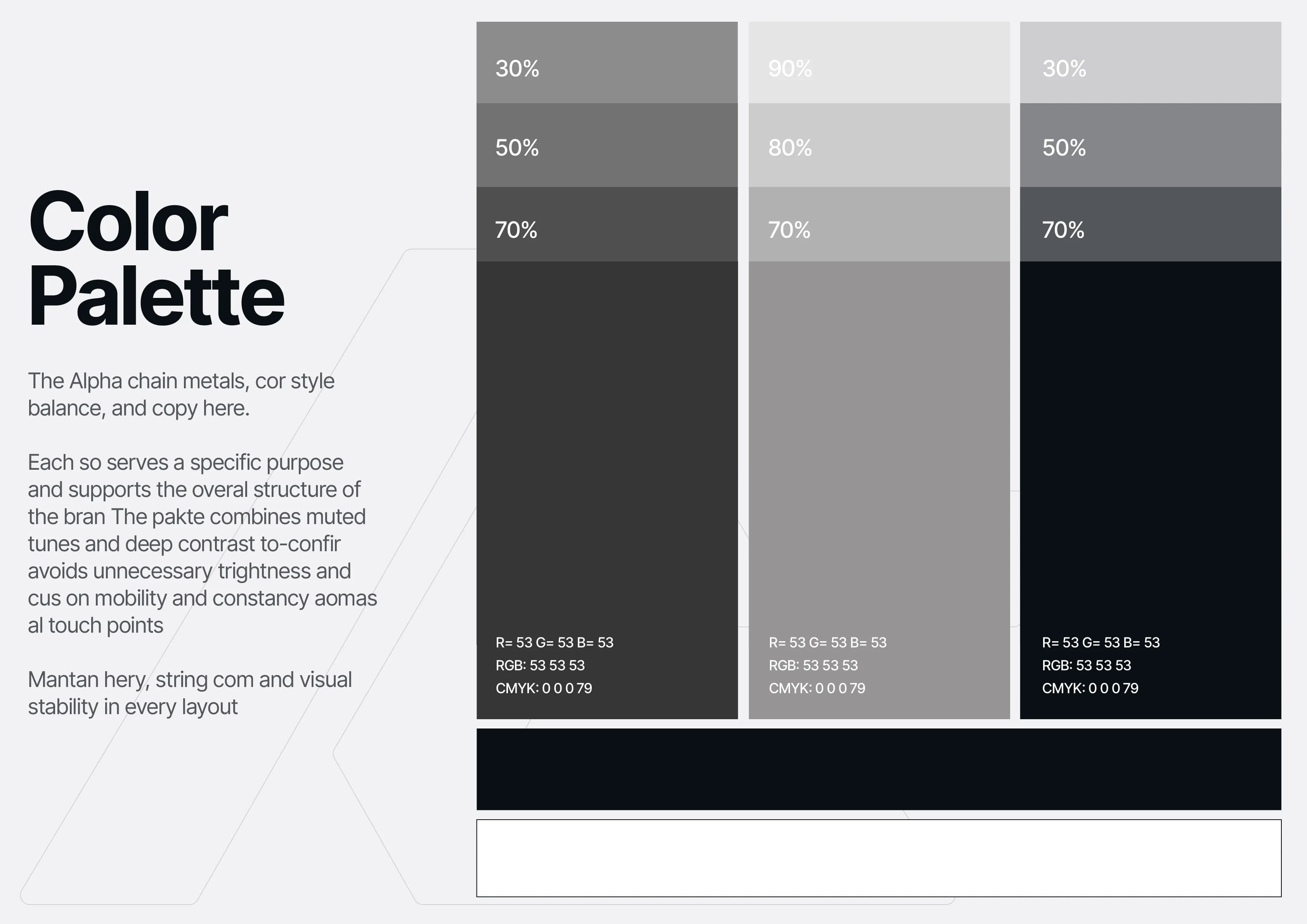 AlphaChain Metals charcoal and graphite color palette