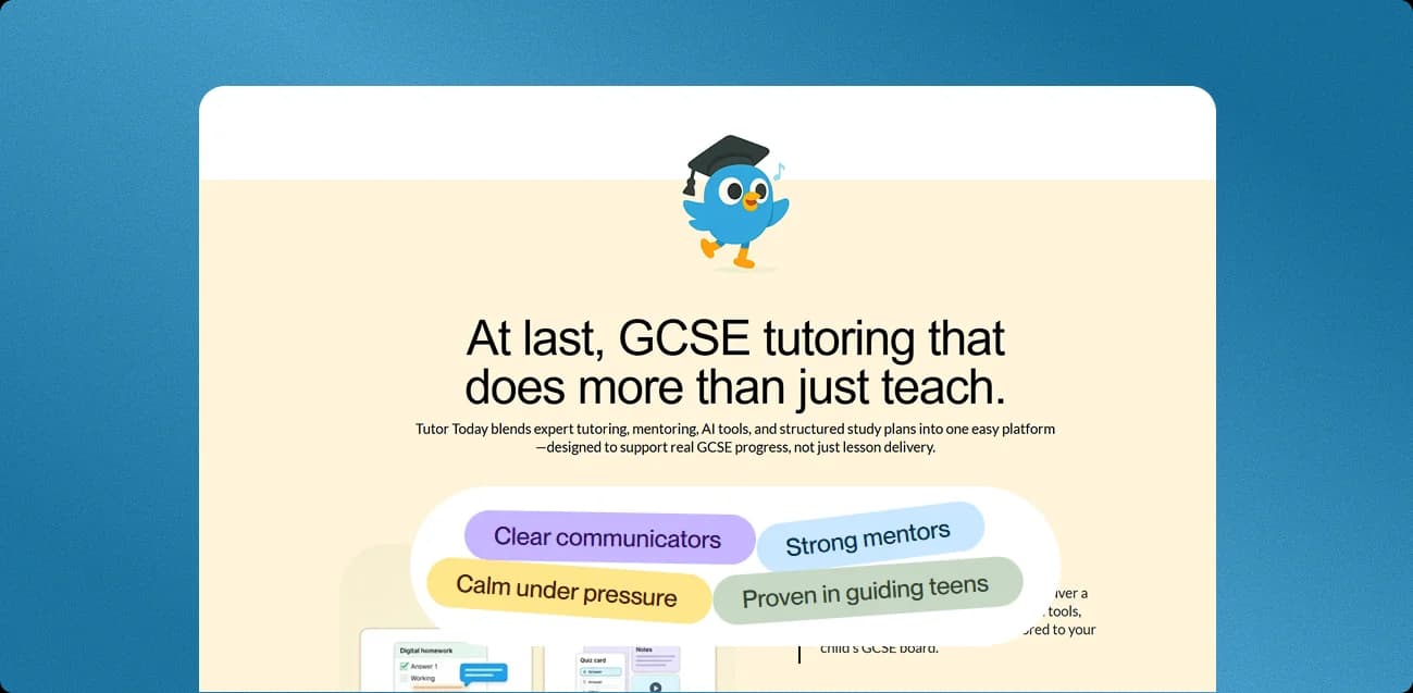 TutorToday GCSE tutoring website and mentoring offer