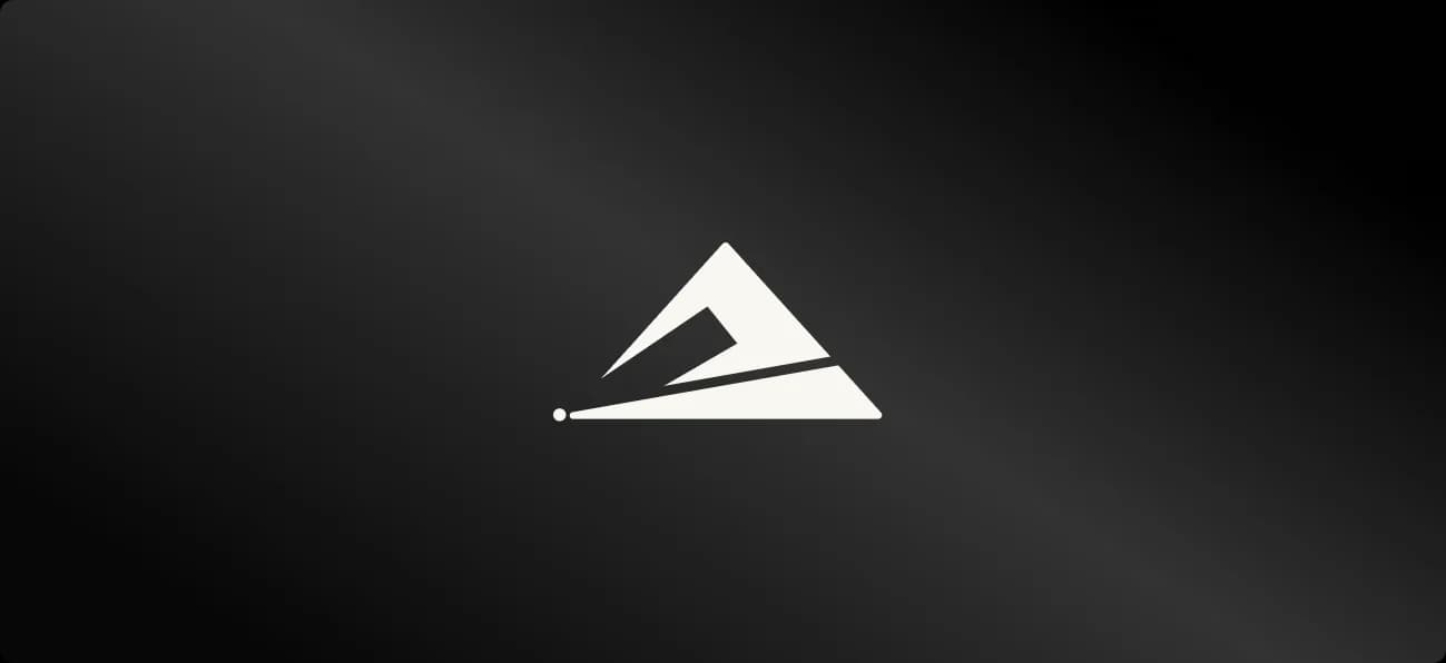 Peak Motion white brand symbol on a dark background