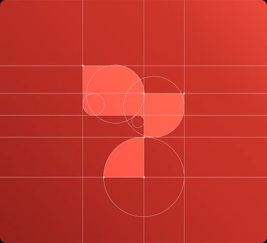ThermoLab logo construction on a red grid