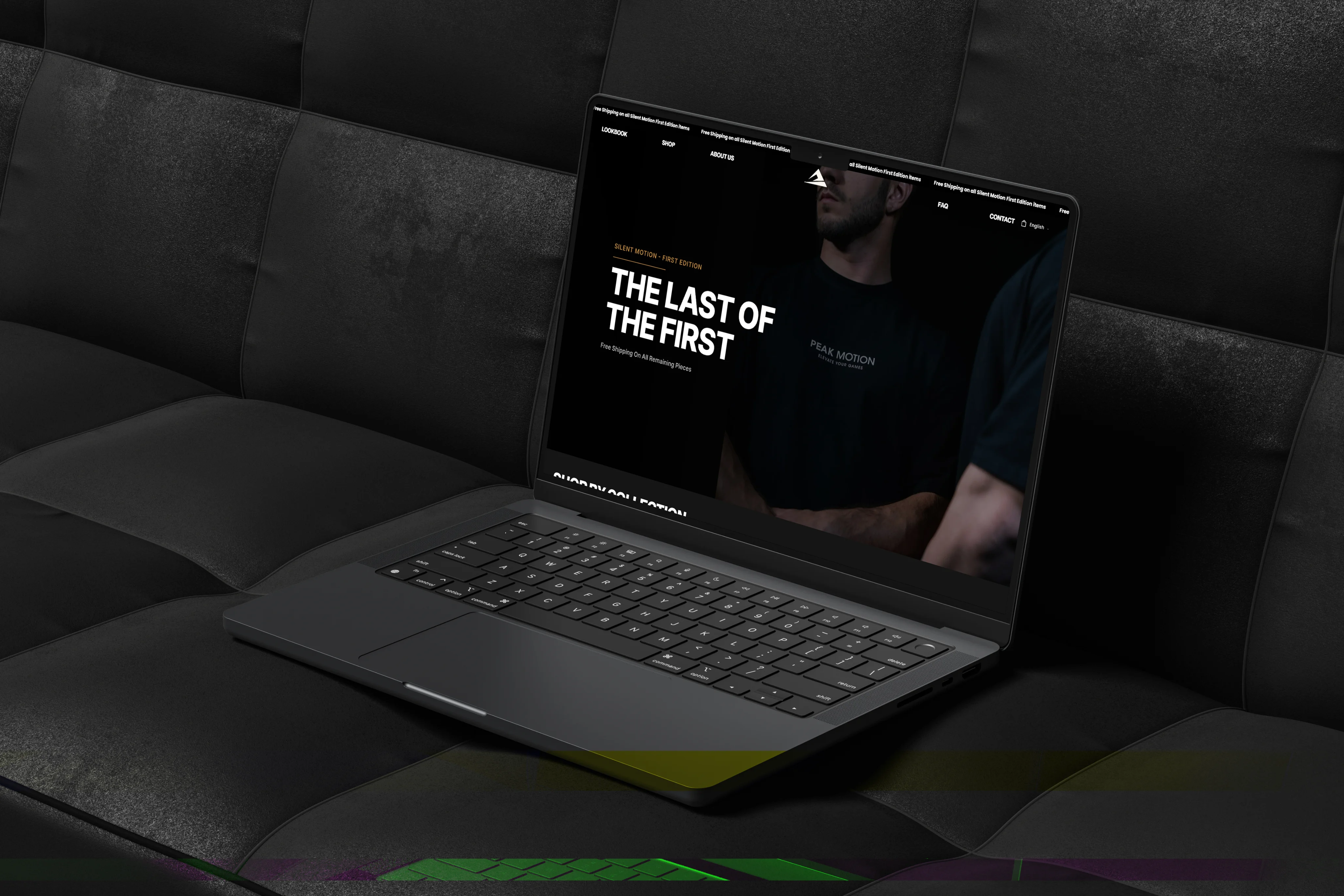Peak Motion premium activewear Shopify store on a laptop